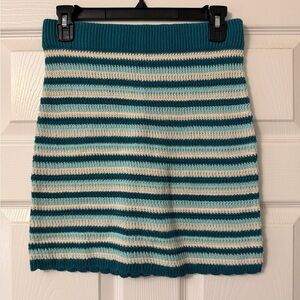 Wild Fable Striped Knit Mini Skirt Teal Blue Size S